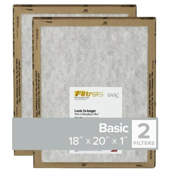 Filtrete Flat Panel Air Filter, 20 in L, 18 in W, 2 MERV, For Air Conditioner, Furnace and HVAC System FPL45-2PK-24